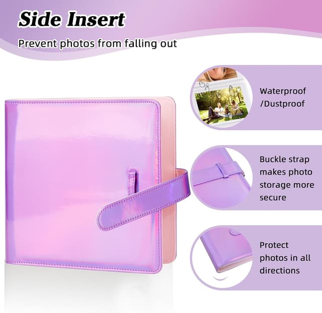 Detalle 2 de Ruibytree 360-Fach Fotoalbum für Sofortbildkameras (Magisch Violett) – passend für Instax Mini & Polaroid Snap