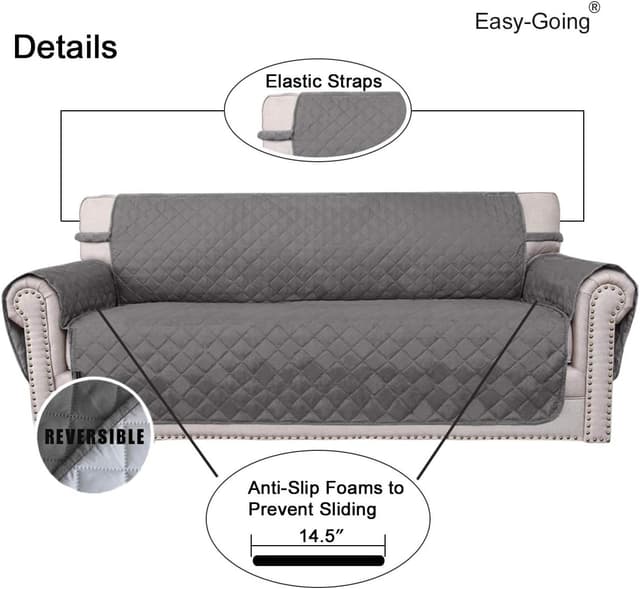 Detalle de Easy-Going Reversible Couch Cover for 3-Cushion Sofa ⚙