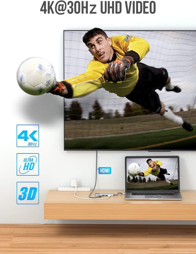 Thumbnail 5 de Lemorele 6‑in‑1 USB‑C Hub 100W PD, 4K HDMI, Ethernet