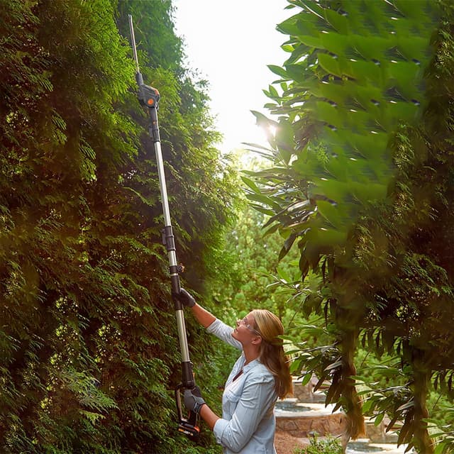 Detalle de WORX 2 in 1 18V (20V MAX) Combo Set: tagliasiepi telescopico da 45 cm e motosega da 20 cm WG908E con PowerShare