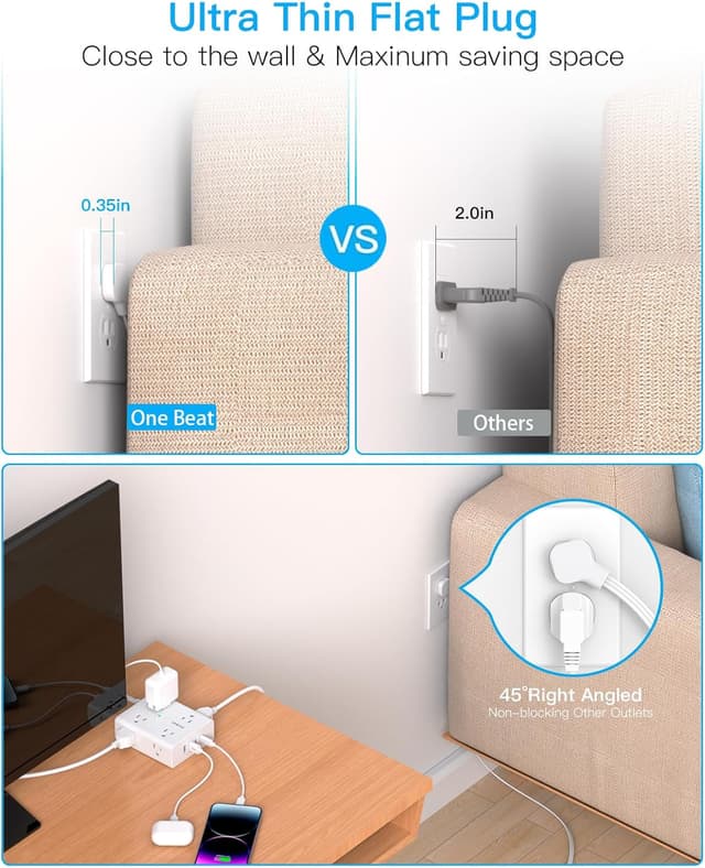 Thumbnail 2 de One Beat 10Ft Extension Cord power strip ๐