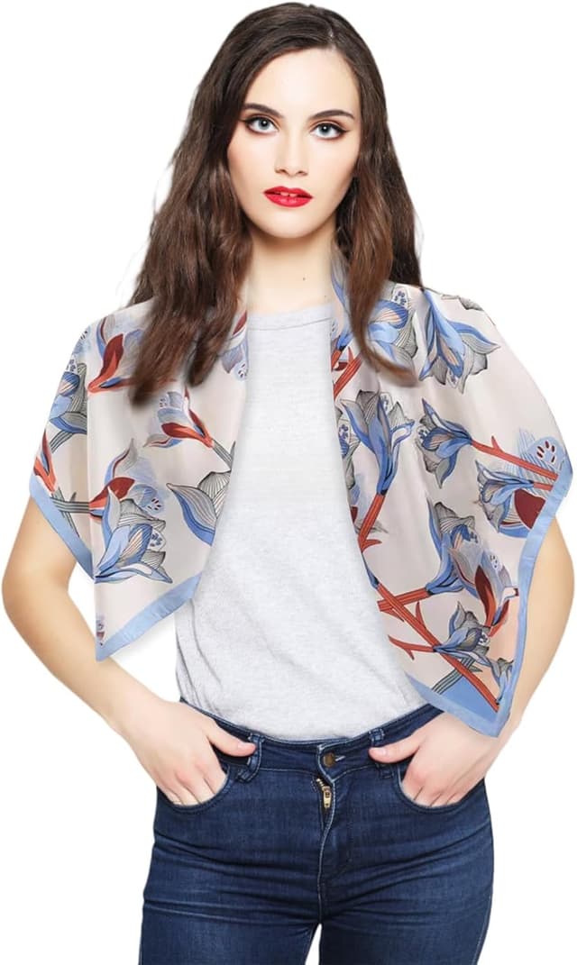Detalle 2 de prinfantasy Square Scarf Pattern Head Neckerchief (satin-feel) for Women