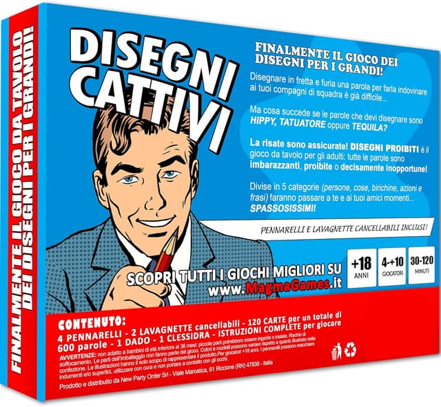 Detalle 2 de Magma Games DISEGNI CATTIVI (+18) – gioco da tavolo per adulti con +120 carte e disegni proibiti