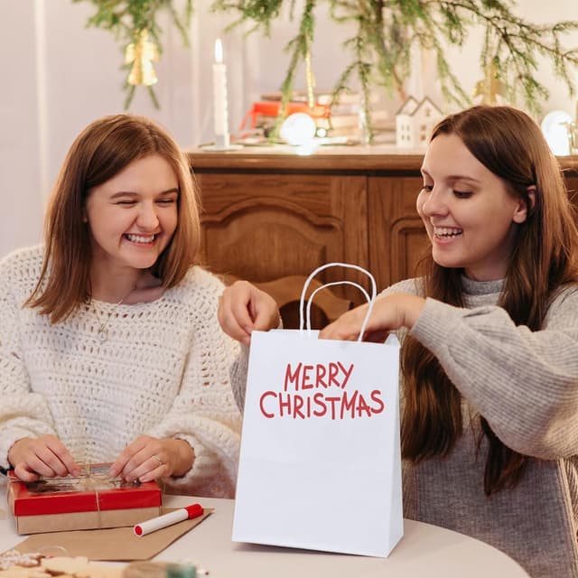 Thumbnail 5 de Switory 50pcs White Paper Bags 8x4.75x10.5in