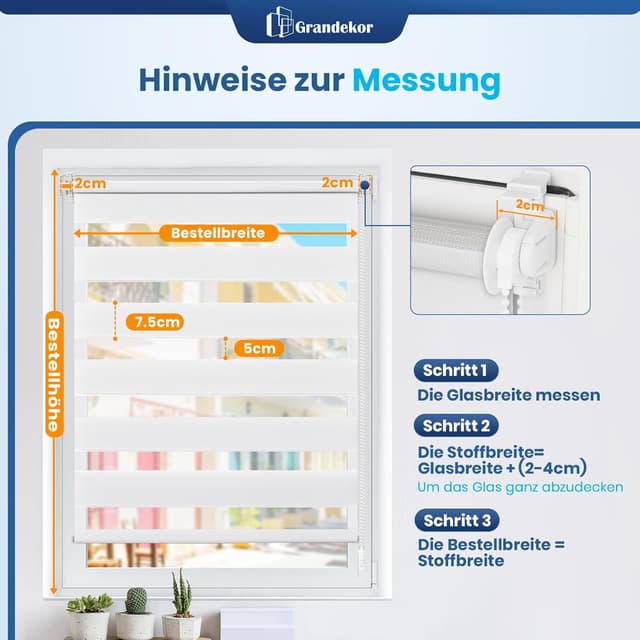 Thumbnail 6 de Grandekor Doppelrollo Klemmfix 35x130 cm