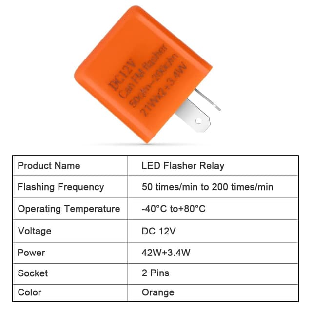 Detalle 2 de URAQT Relè lampeggiante auto 2 pin 12V con regolatore frequenza (indicatori di direzione LED)