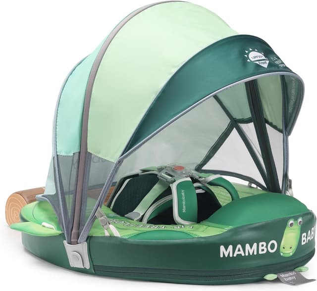 Detalle de Mambobaby Float Add Tail Baby Swim Float with Canopy (Crocodiles) — Non-Inflatable Infant Trainer