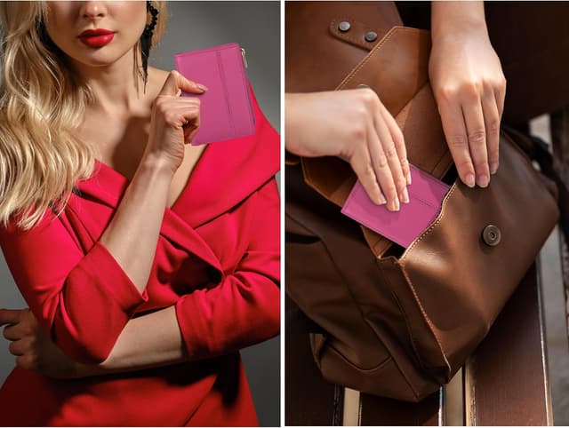 Thumbnail 6 de Full Grain Leather Wallet Nappa Pink 4.2in