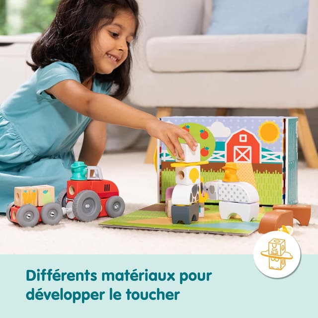 Detalle de Melissa & Doug Blockables à emboîter – À la ferme, coffret de 56 blocs en bois FSC