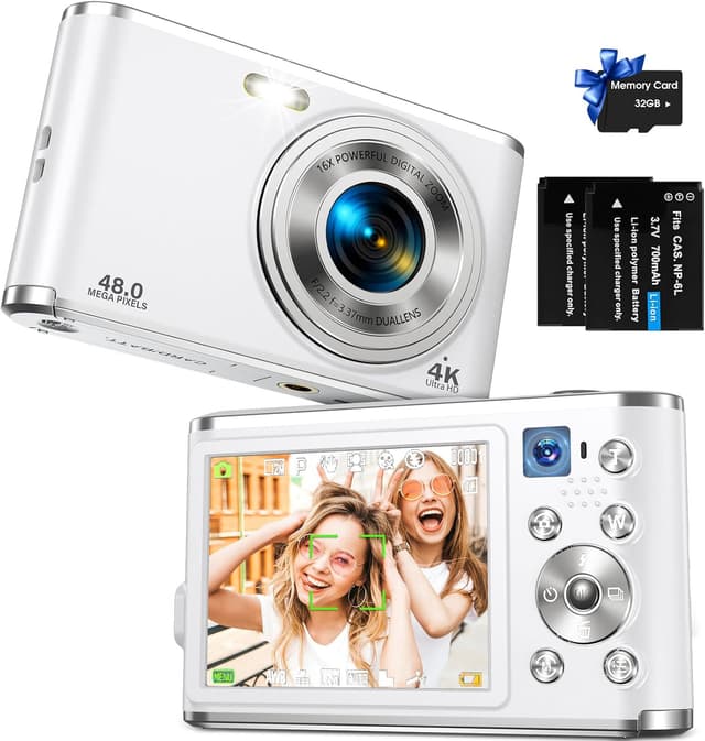 Detalle de YOODEE Digital Camera with AutoFocus 4K Vlogging, Dual Camera, 48MP and 32GB