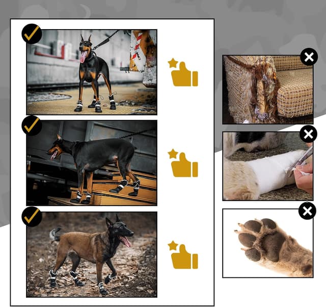 Thumbnail 6 de OneTigris Dog Boots Paw Protector (Waterproof, Reflective, Non-Slip) – Black, Size #8