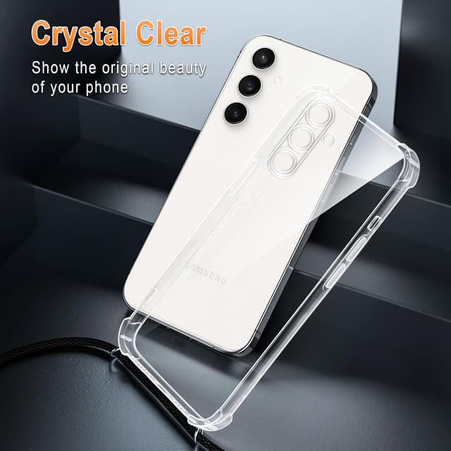 Detalle de Coque XTCASE pour Samsung Galaxy A56 5G avec tour de cou (collier) en silicone TPU transparent noir