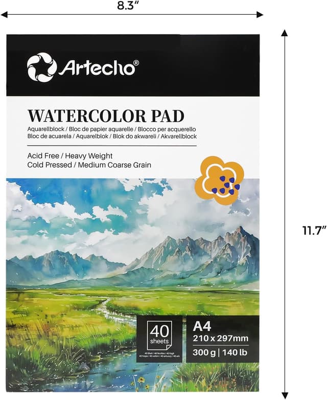 Thumbnail 1 de Artecho Watercolour Paper A4 Pad 300gsm