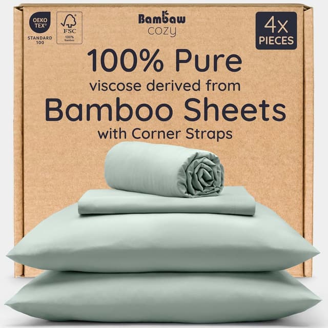Detalle de Bambaw 100% Viscose Bamboo Sheets Queen 16"