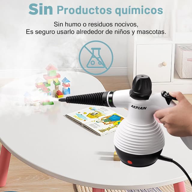 Detalle de AKPIAN Nettoyeur Vapeur Portable : kit de 10 accessoires pour tapis, rideaux, canapés et plus
