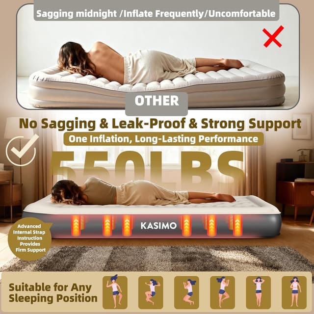 Detalle de Kasimo Single airbed 190x90x22cm TPU mattress