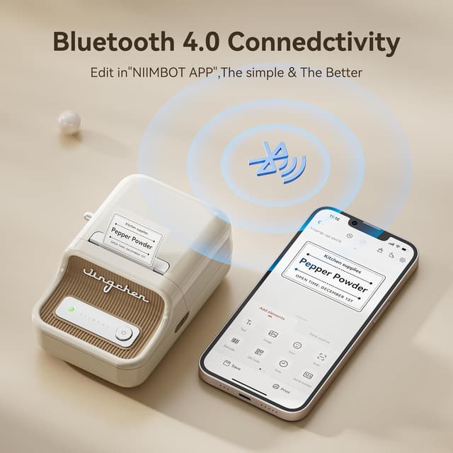Detalle 2 de NIIMBOT B21 Inkless Bluetooth Label Maker (Milky White) for iOS & Android