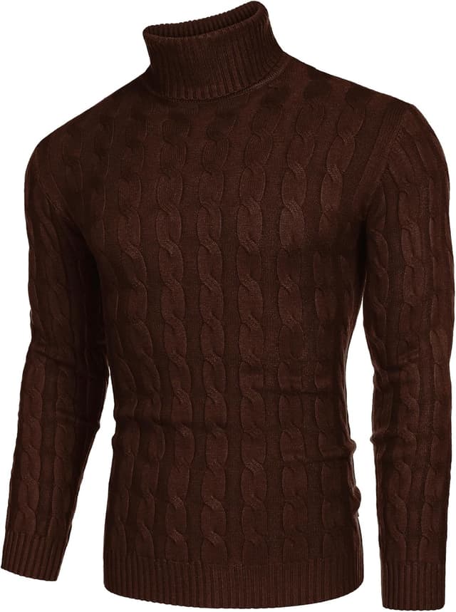 Detalle 2 de COOFANDY maglione da uomo a collo alto a maniche lunghe in maglia fine slim basic