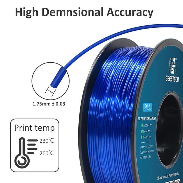 Detalle 2 de Geeetech Metal Shine Silk PLA Filament 1.75mm (Royal Blue) — 1kg Spool