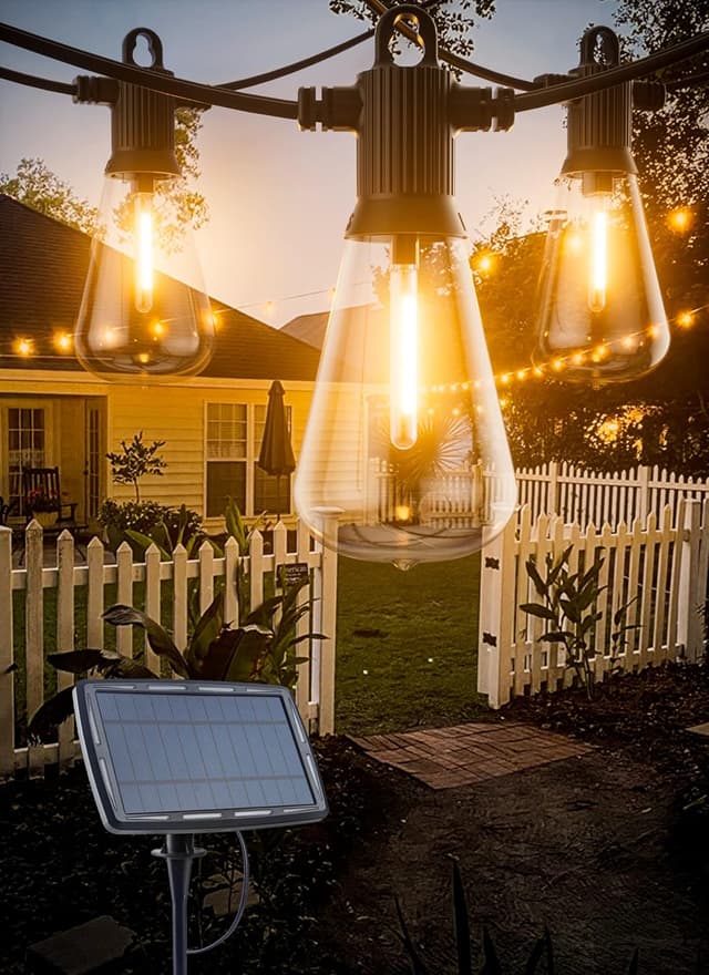 Imagen de Solar Festoon Lights Outdoor (9.5m/31ft) with 15+1 Shatterproof LED Bulbs – Warm White, IP65 en OfertitasTOP