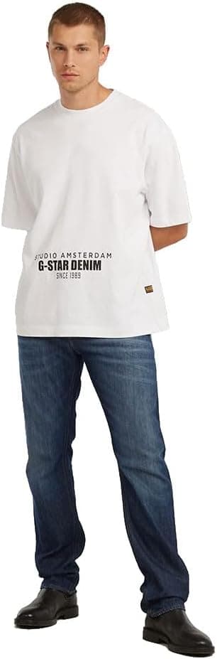 Detalle de G-STAR Mosa Straight Jeans für Herren – gerade geschnittene Jeans mit Hosenschlitz-Reißverschluss