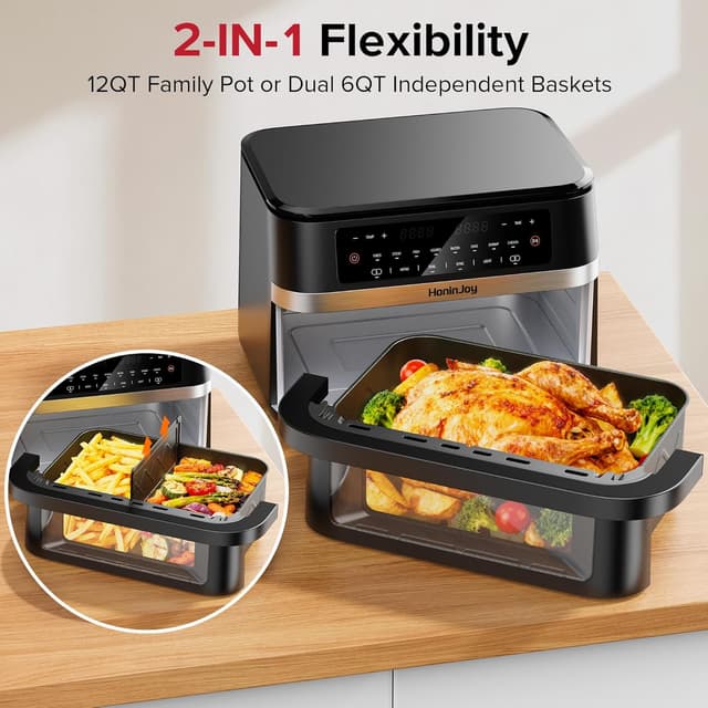 Thumbnail 1 de HoninJoy 12QT Dual Basket Air Fryer