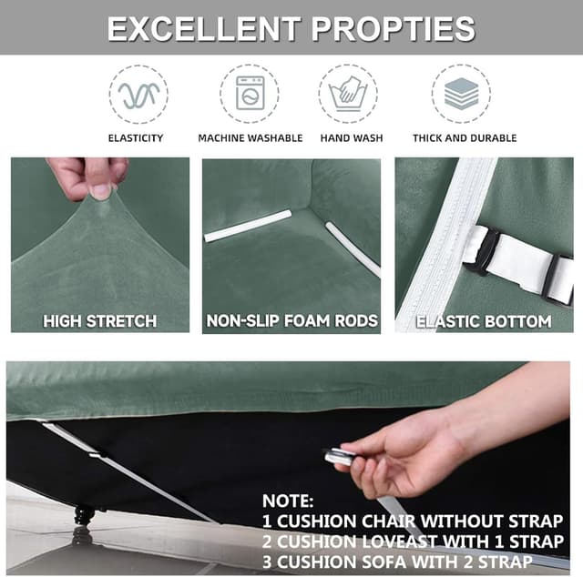 Detalle de Ystyle Copridivano in velluto per 3 posti con braccioli: copridivano universale antigraffio antiscivolo in verde chiaro