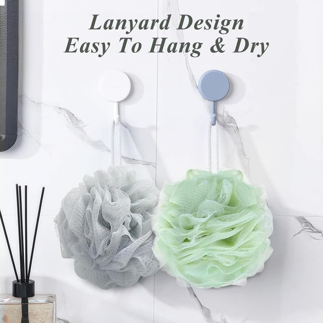 Detalle 2 de flintronic 4er Set Badeschwamm & Dusch-Luffa-Kugeln (60 g), weich, extra groß, 12 x 12 cm