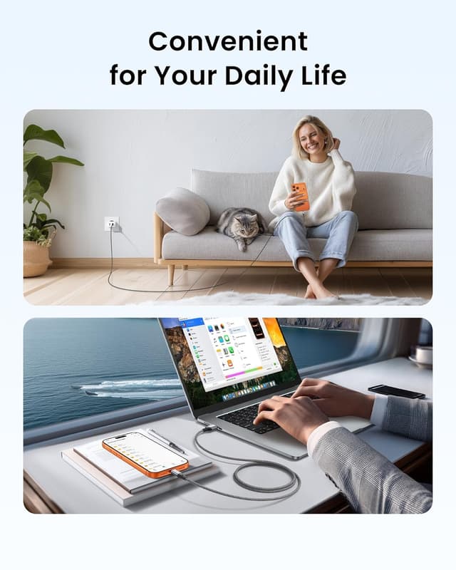 Thumbnail 6 de RAVIAD USB-C Kabel (2er Set, 2 m) – Schnellladen bis 5V/3A & Datenübertragung (Grau)