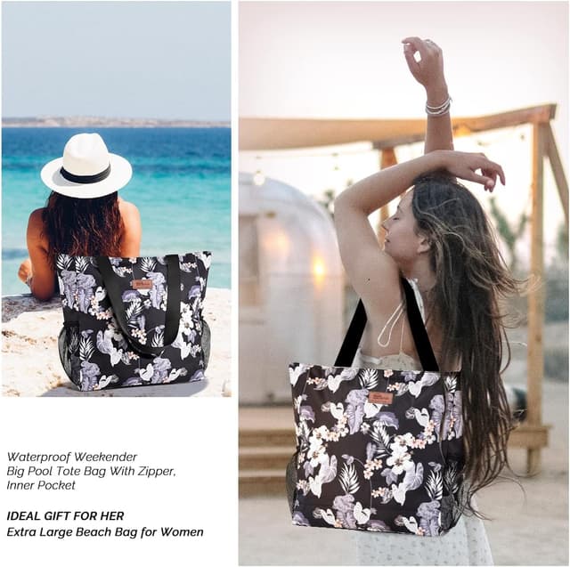 Thumbnail 6 de HOMESPON Large Waterproof Beach Tote Bag with Zip and Pockets