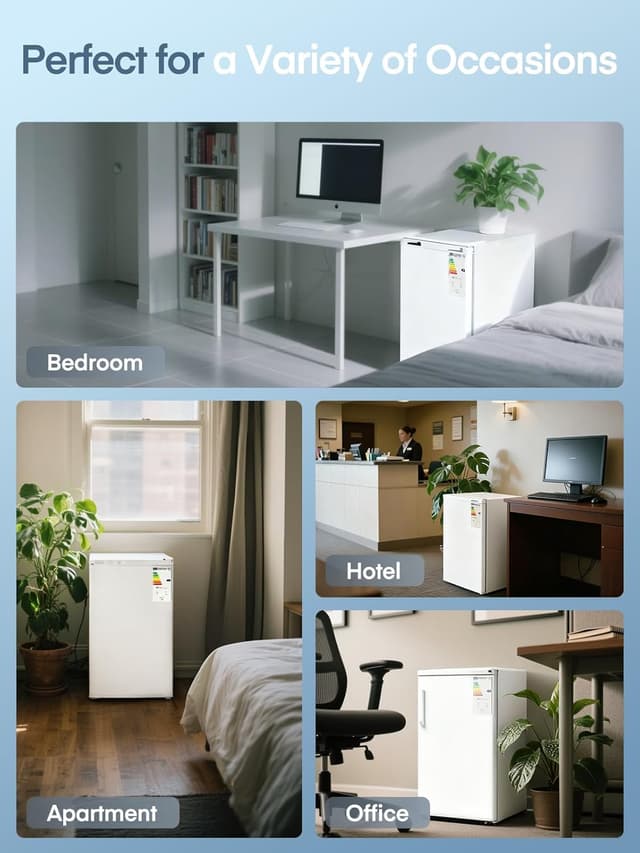 Detalle de FOHERE Kühlschrank mit Gefrierfach 90 L (klein, weiß) – 7-stufige Temperaturregelung