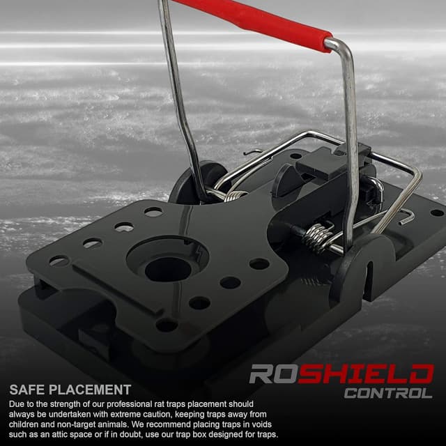 Detalle 2 de Roshield 4 x Rat Traps – professional-quality heavy duty snap traps for fast, reusable rat control