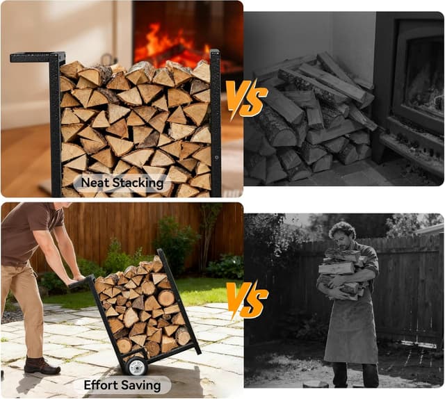 Detalle 2 de HFHOME Log Store Indoors 2‑Tier 78 x 46 cm