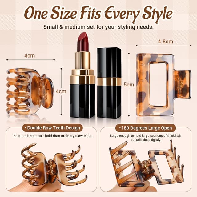 Detalle de Loiluliy Haarklammern Klein Set im Leopardenmuster – 8 Stück für mittleres bis dünnes Haar