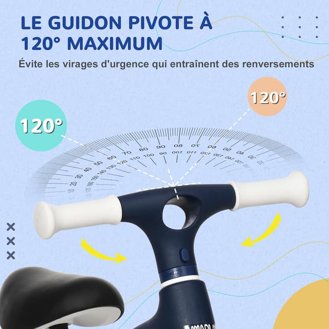 Detalle de AIYAPLAY draisienne vélo pour enfants sans pédales (siège réglable), bleu, jusqu’à 25 kg