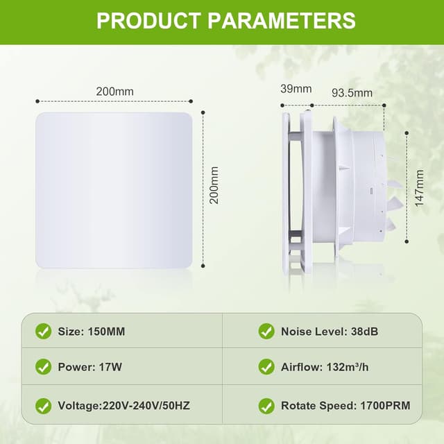 Thumbnail 1 de FanGoFast Badlüfter 150mm leiser Ventilator