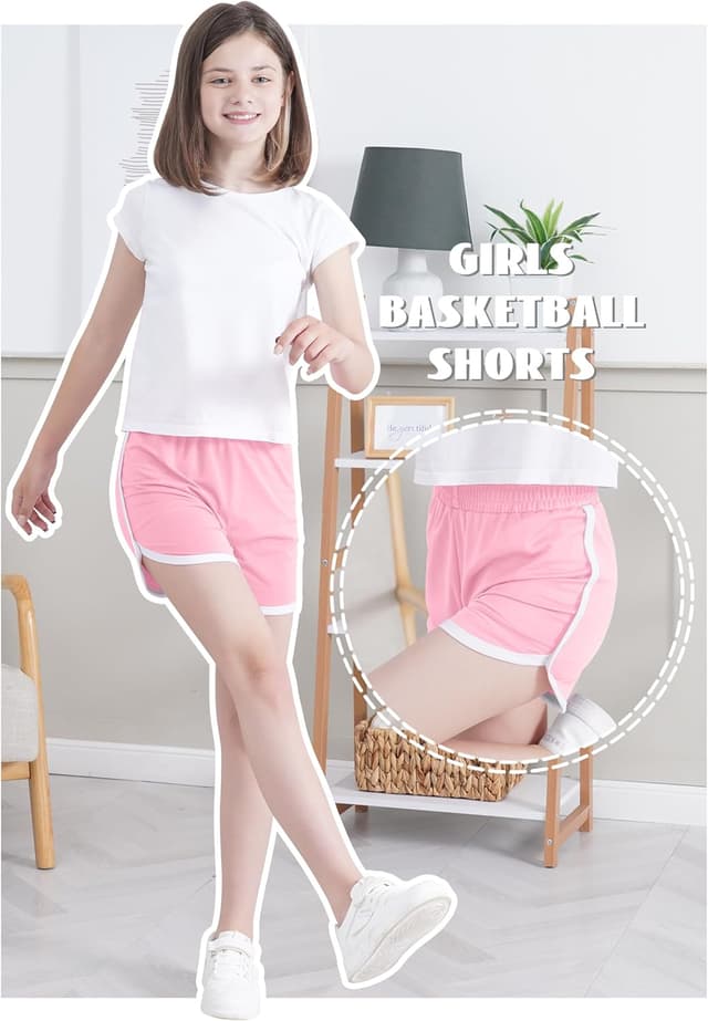 Detalle de Aikuco 5-Pack Girls Soccer Shorts (Toddler to Youth) Quick-Dry Athletic Running & Gym Shorts