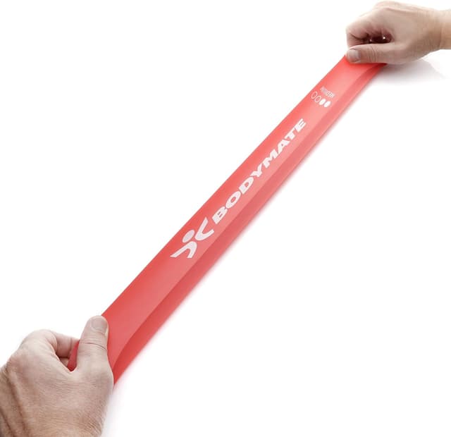 Detalle de BODYMATE Lot de 4 bandes de résistance élastiques en latex naturel (avec pochette) – 60 cm x 5 cm