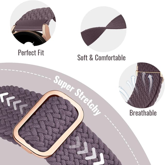 Detalle 2 de Cinturino in nylon intrecciato 20 mm chinbersky per Samsung Galaxy Watch 4/5/6/7 (compatibile anche Watch3, Active2 e Classic)