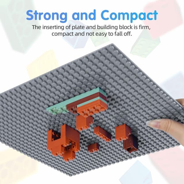 Detalle 2 de HOTUT Classic Bauplatte-Set (4 Platten) 25,5 × 25,5 cm – kompatibel mit vielen Bauklötzen-Grundsets