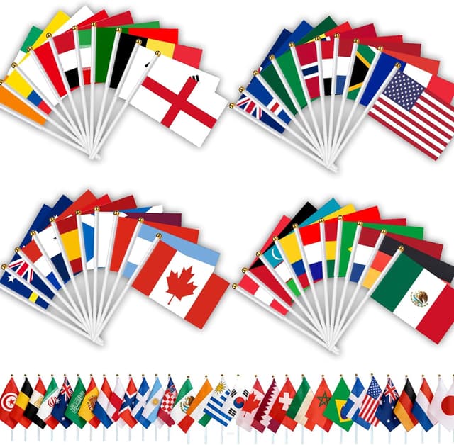 Detalle de AhfuLife World Cup 2026 Stick Flags (48 countries) with 30cm white poles