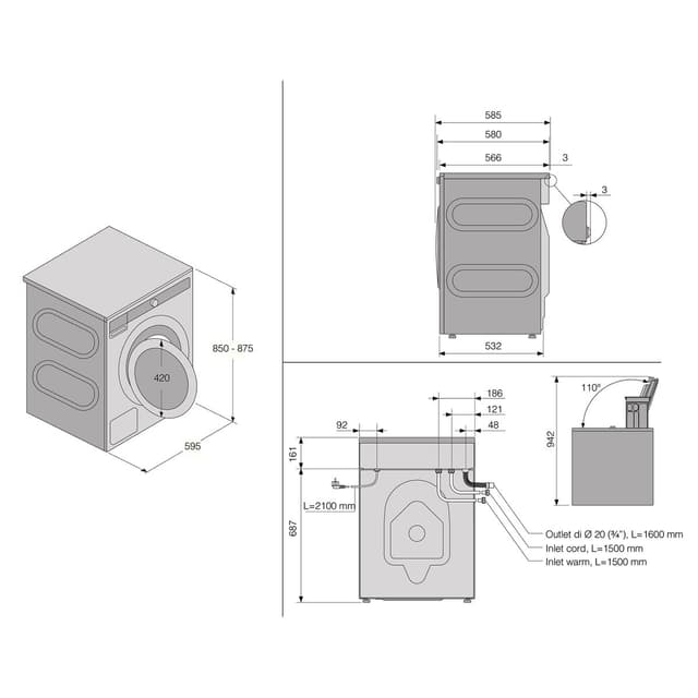 Detalle de Asko W2084B.W Lavadora 8 kg 1400 rpm