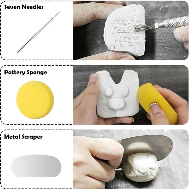 Thumbnail 6 de EIGTWEN Vernis argile autodurcissante 100 ml (finition gloss) + kit d’outils de poterie (29 pièces)