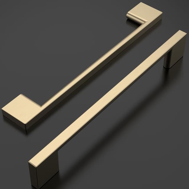 Detalle de Amerdeco set da 5 maniglie per mobili da cucina con interasse fori 160 mm, oro spazzolato