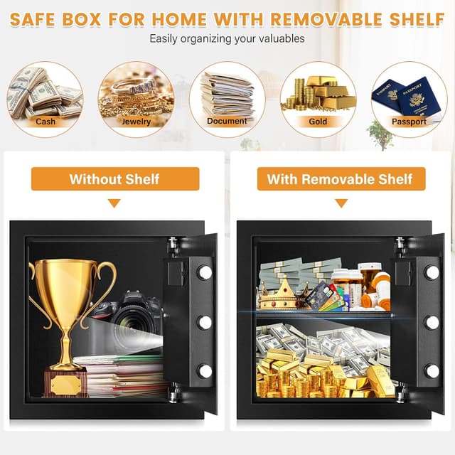 Detalle 2 de Mejasg Safe Tresor Feuerfest 45L mit Feuerfestem, Wasserdichtem Dokumentenbeutel