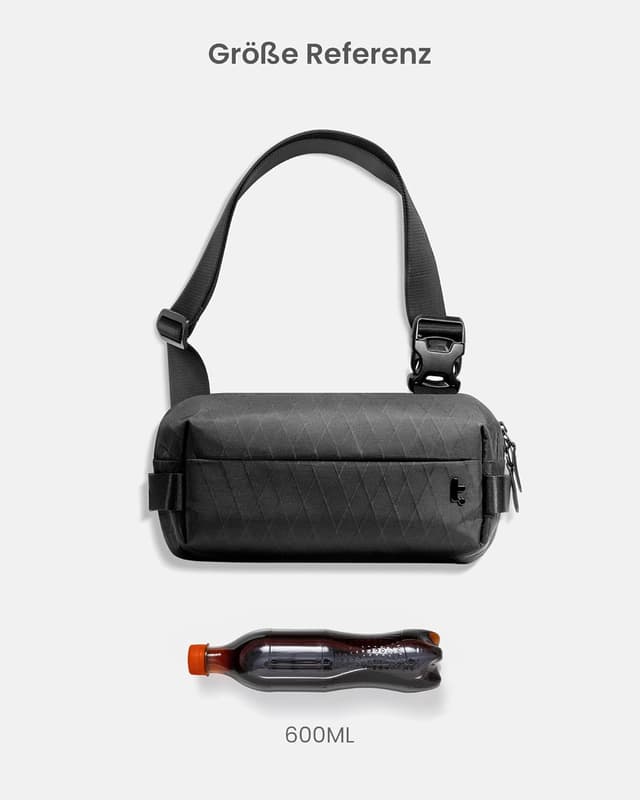 Detalle 2 de tomtoc X-Pac Sling Bag für Herren & Damen – EDC Umhängetasche (3 Liter) für iPad mini oder Nintendo Switch 2, Schwarz