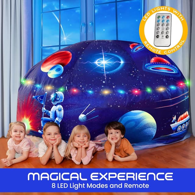 Detalle de Winston & Olive Galactic Aerodome with LED Lights Inflatable Space Fort for Kids (Ages 3–12) — Fan Not Included