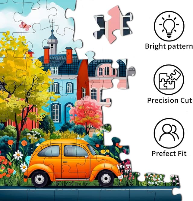 Detalle 2 de Jigsaw Puzzles for Adults 1000 – Small Town Scenery 70cm x 50cm Puzzle (1000 Pieces)