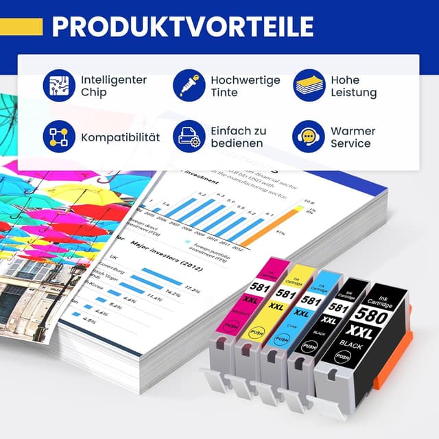 Detalle 2 de PGI-580 CLI-581 XXL 10er-Pack kompatible Druckerpatronen