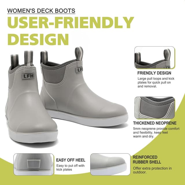Detalle de CKWLXQY Women’s Waterproof Deck Boots (Ankle Rain Boots with Anti-Slip Traction)